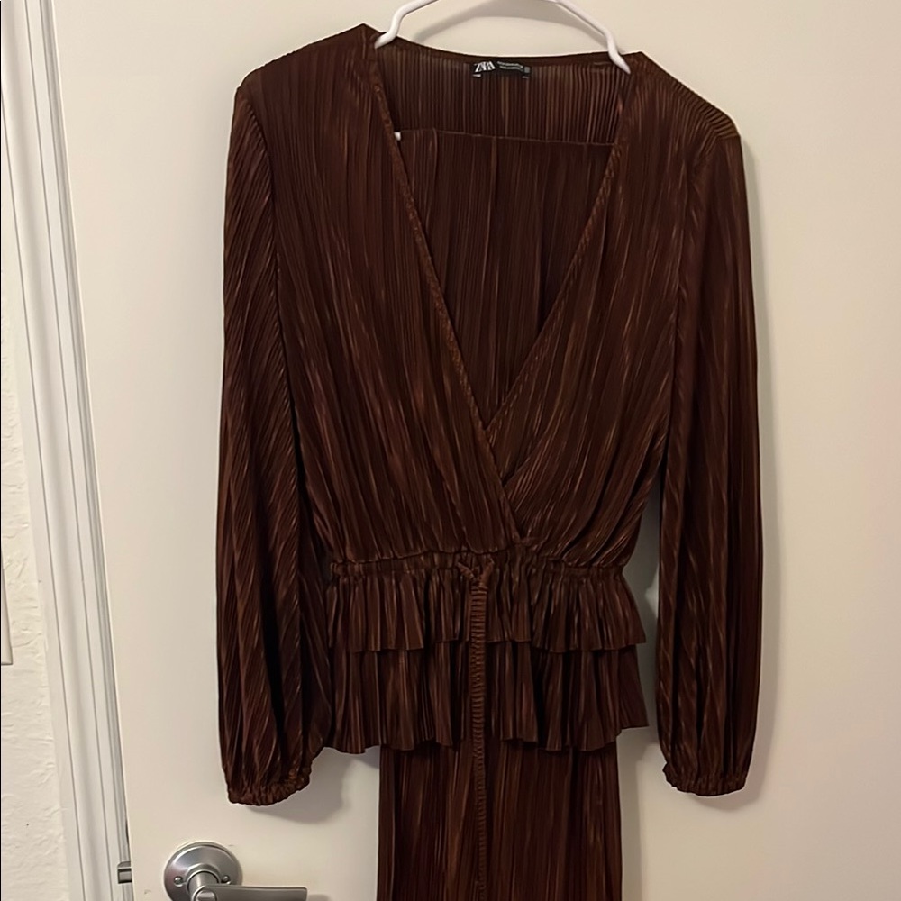 Zara Chocolate Brown Ruffle set